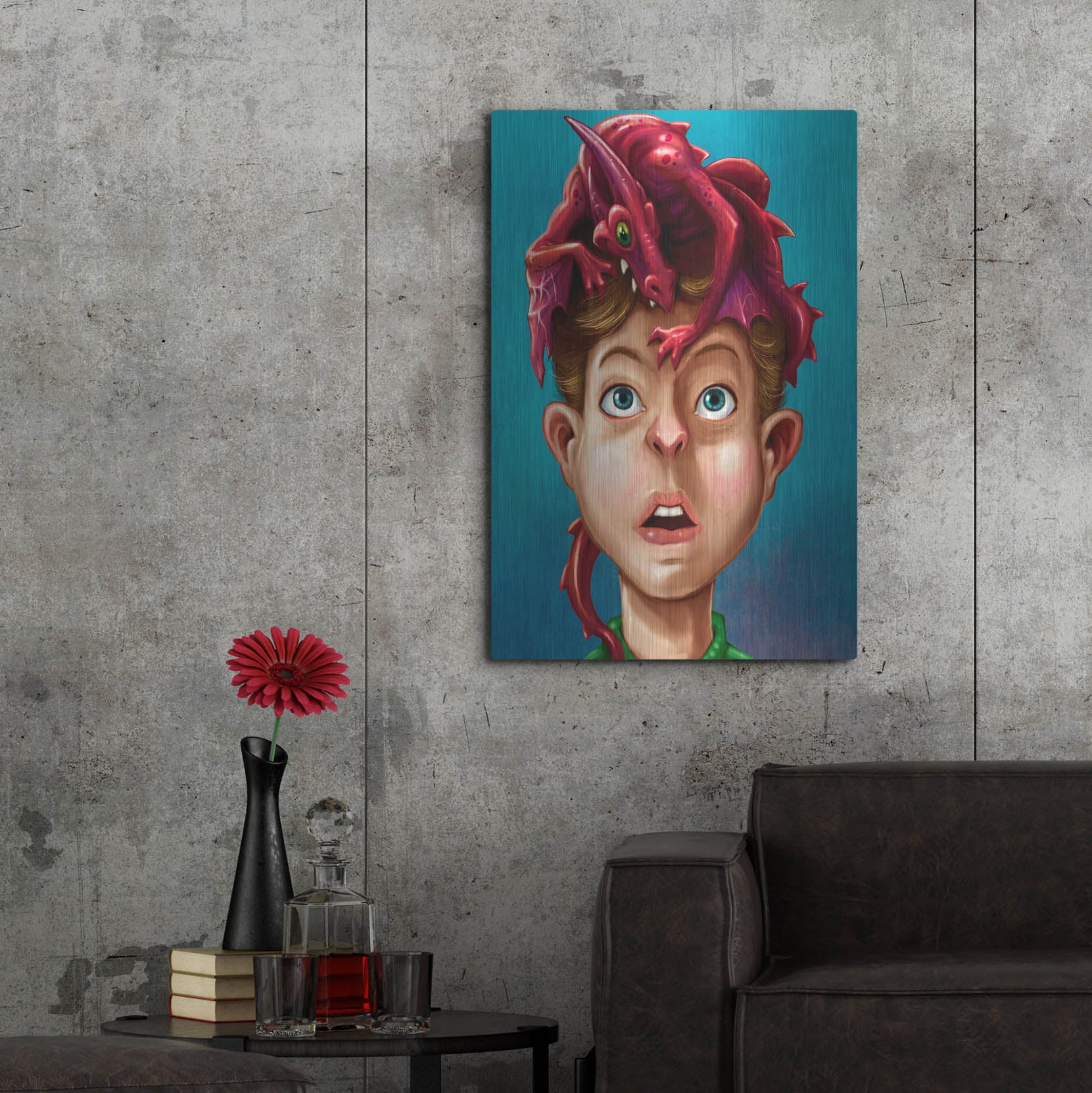 Luxe Metal Art 'Dragon Boy' by Flyland Designs, Metal Wall Art,24x36