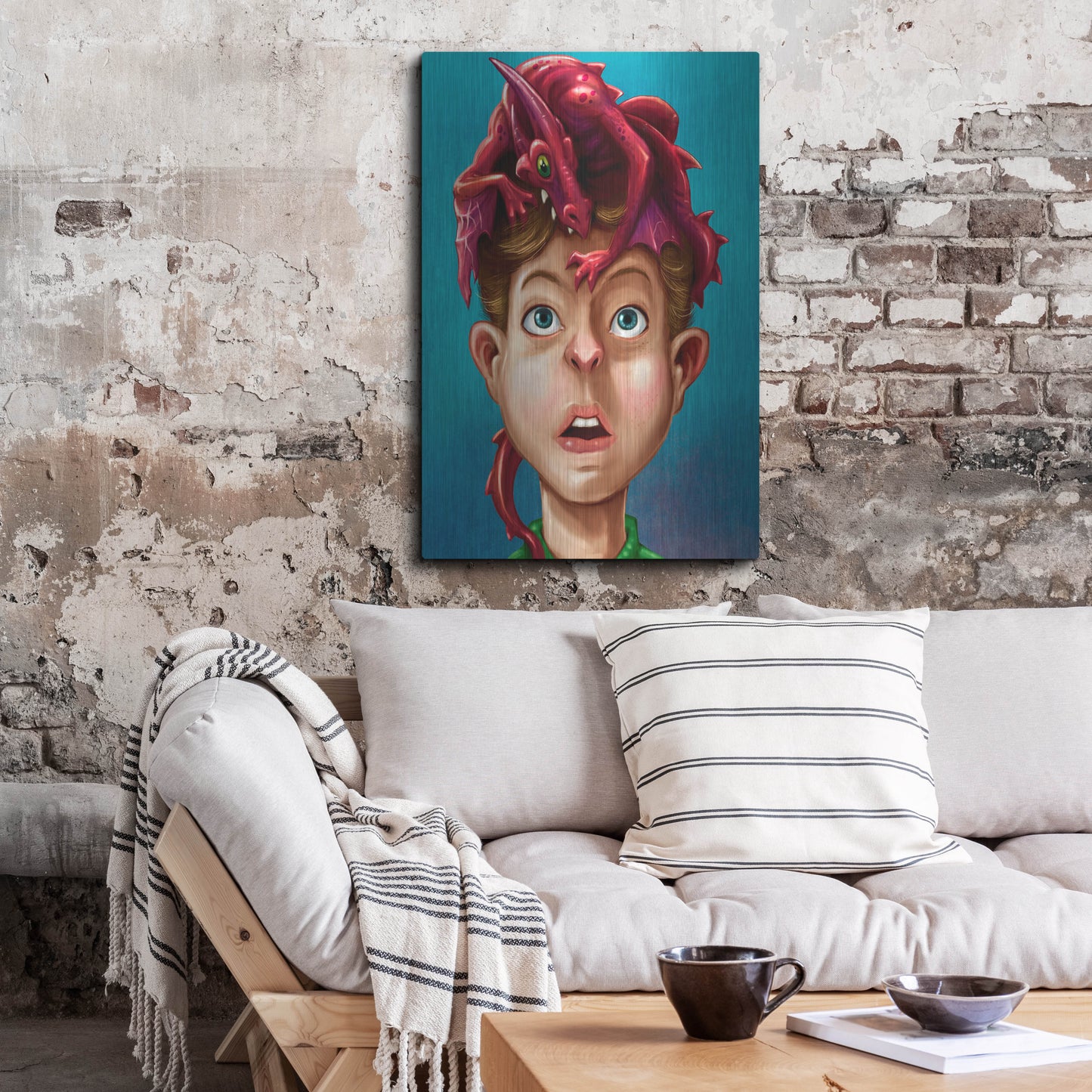 Luxe Metal Art 'Dragon Boy' by Flyland Designs, Metal Wall Art,24x36