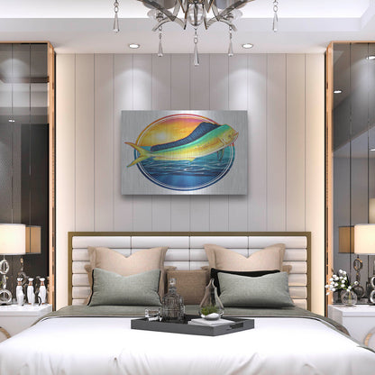 Luxe Metal Art 'Dolphin Fish Illustration' by Flyland Designs, Metal Wall Art,36x24