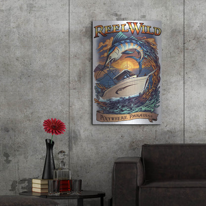 Luxe Metal Art 'Marlin Fishing Boat Reel Wild' by Flyland Designs, Metal Wall Art,24x36