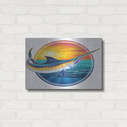 Luxe Metal Art 'Marlin Illustration' by Flyland Designs, Metal Wall Art,24x16
