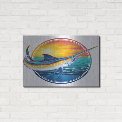 Luxe Metal Art 'Marlin Illustration' by Flyland Designs, Metal Wall Art,36x24
