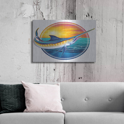 Luxe Metal Art 'Marlin Illustration' by Flyland Designs, Metal Wall Art,36x24