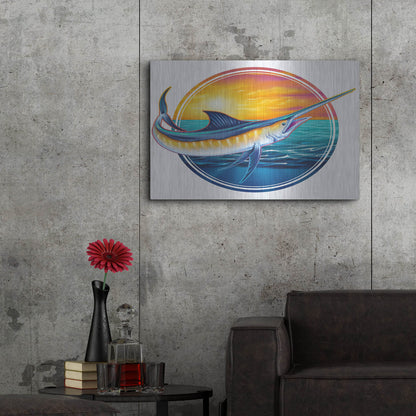 Luxe Metal Art 'Marlin Illustration' by Flyland Designs, Metal Wall Art,36x24