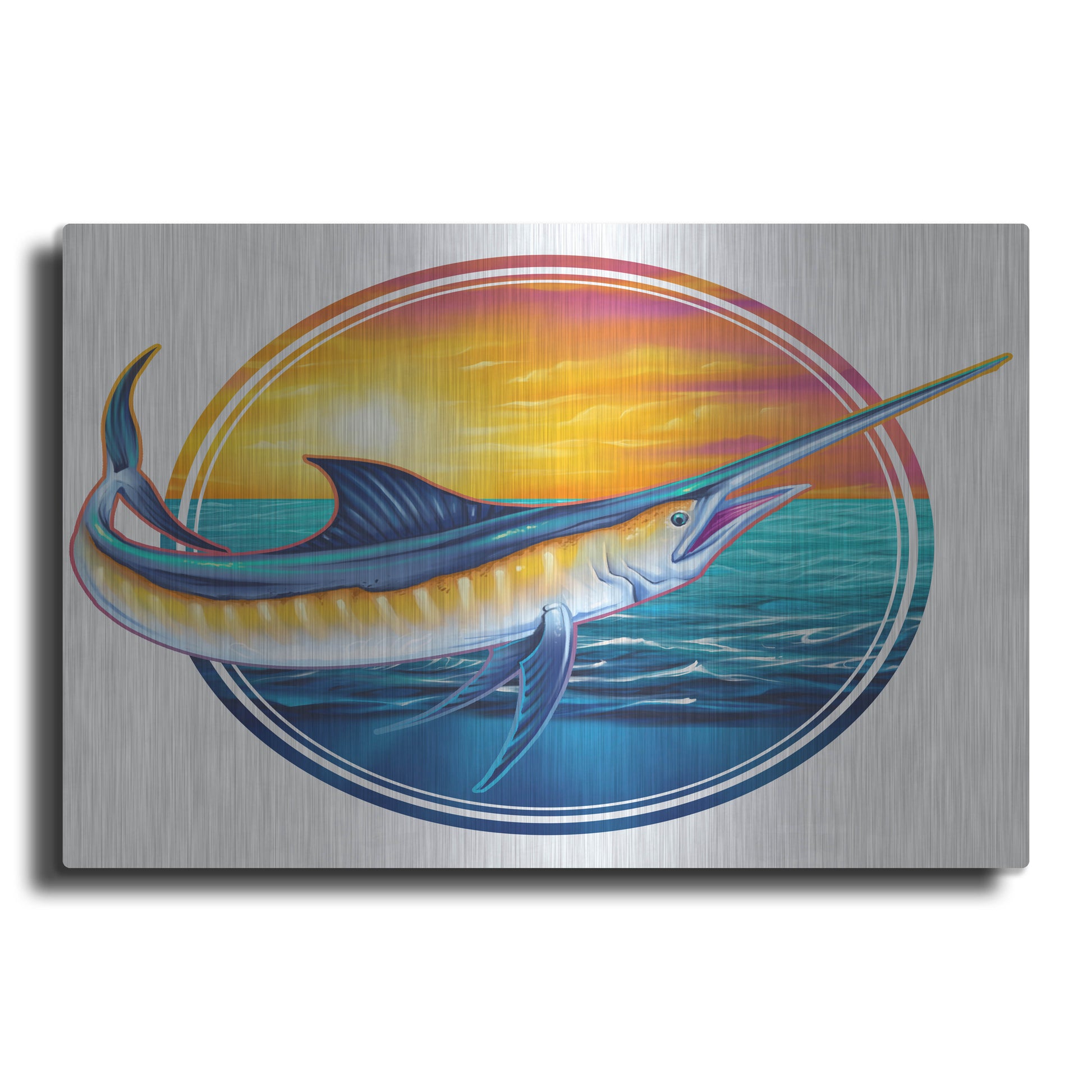 Luxe Metal Art 'Marlin Illustration' by Flyland Designs, Metal Wall Art