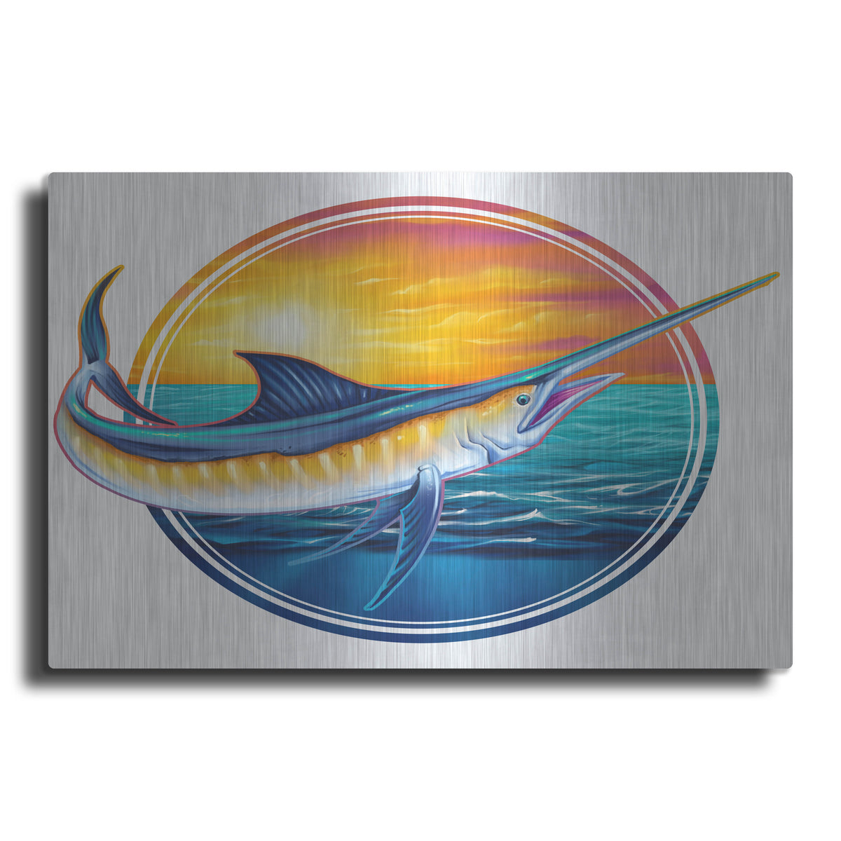 Luxe Metal Art 'Marlin Illustration' by Flyland Designs, Metal Wall Art