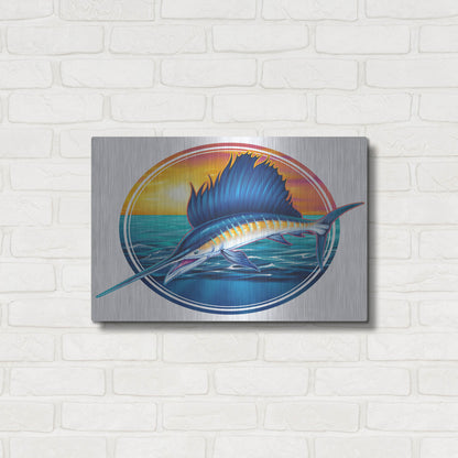 Luxe Metal Art 'Sailfish Illustration' by Flyland Designs, Metal Wall Art,24x16