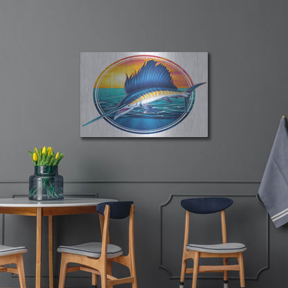 Luxe Metal Art 'Sailfish Illustration' by Flyland Designs, Metal Wall Art,36x24