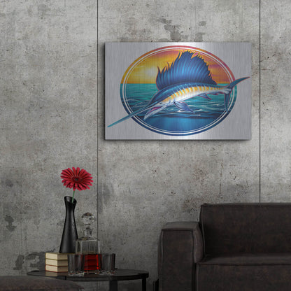 Luxe Metal Art 'Sailfish Illustration' by Flyland Designs, Metal Wall Art,36x24