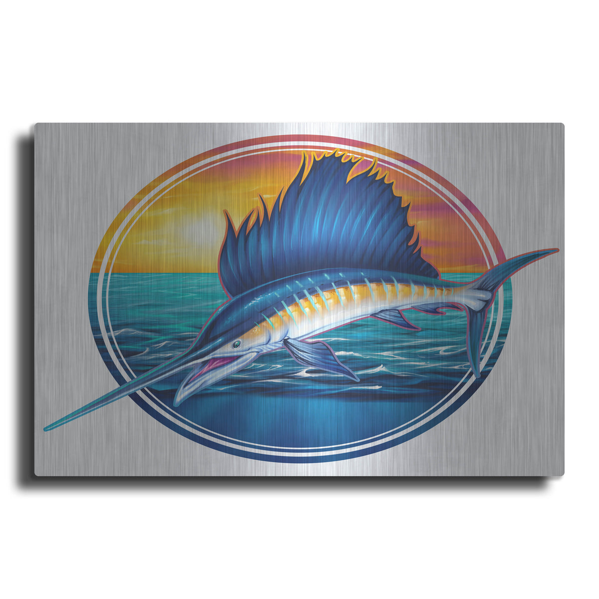 Luxe Metal Art 'Sailfish Illustration' by Flyland Designs, Metal Wall Art
