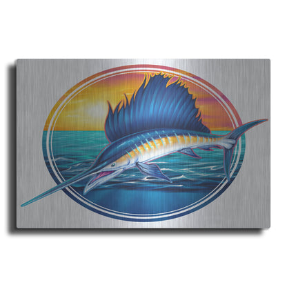 Luxe Metal Art 'Sailfish Illustration' by Flyland Designs, Metal Wall Art