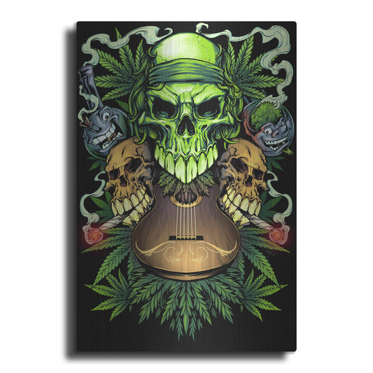 Luxe Metal Art 'Marijuana Skulls Full Color' by Flyland Designs, Metal Wall Art