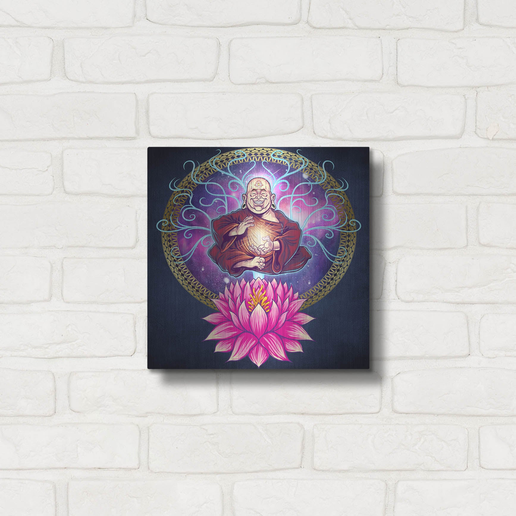 Luxe Metal Art 'Buddhist Monk Nirvana' by Flyland Designs, Metal Wall Art,12x12