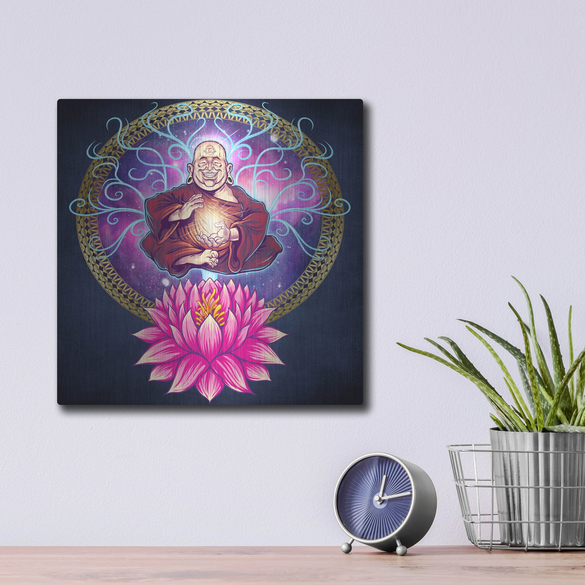 Luxe Metal Art 'Buddhist Monk Nirvana' by Flyland Designs, Metal Wall Art,12x12