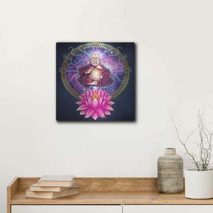 Luxe Metal Art 'Buddhist Monk Nirvana' by Flyland Designs, Metal Wall Art,12x12