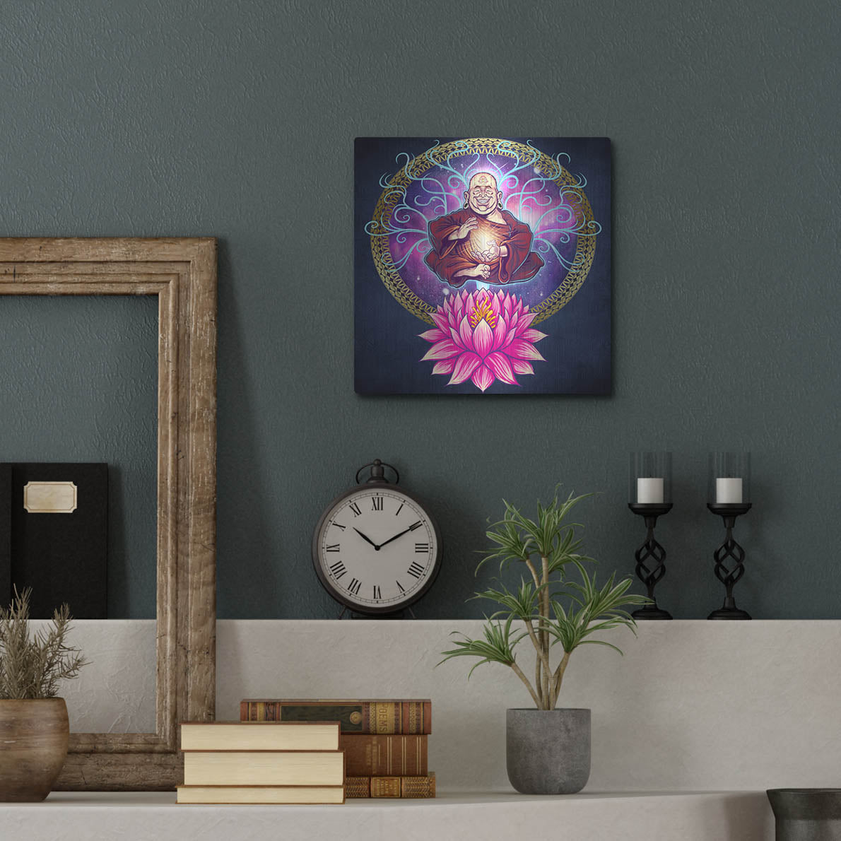 Luxe Metal Art 'Buddhist Monk Nirvana' by Flyland Designs, Metal Wall Art,12x12