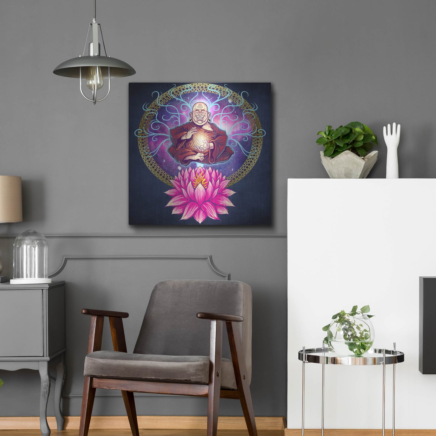 Luxe Metal Art 'Buddhist Monk Nirvana' by Flyland Designs, Metal Wall Art,24x24