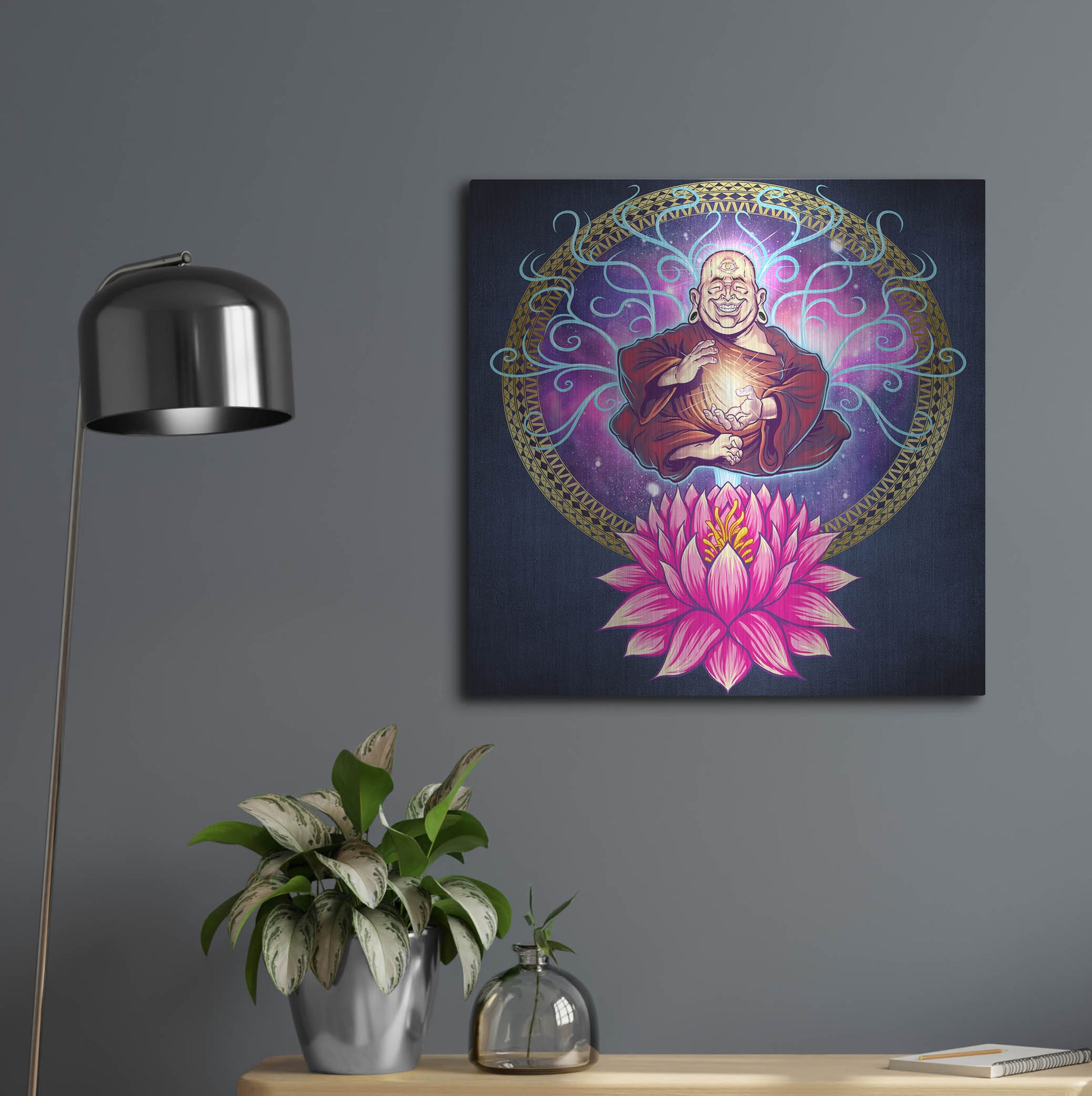 Luxe Metal Art 'Buddhist Monk Nirvana' by Flyland Designs, Metal Wall Art,24x24