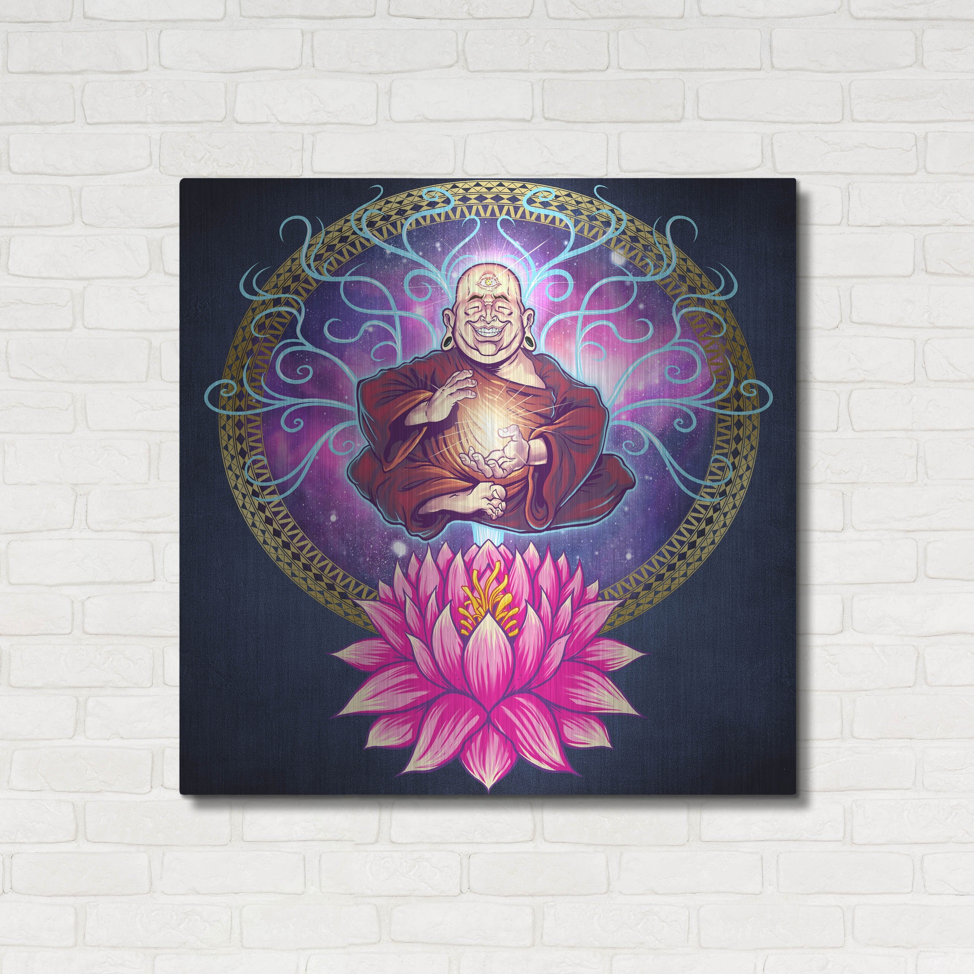 Luxe Metal Art 'Buddhist Monk Nirvana' by Flyland Designs, Metal Wall Art,36x36