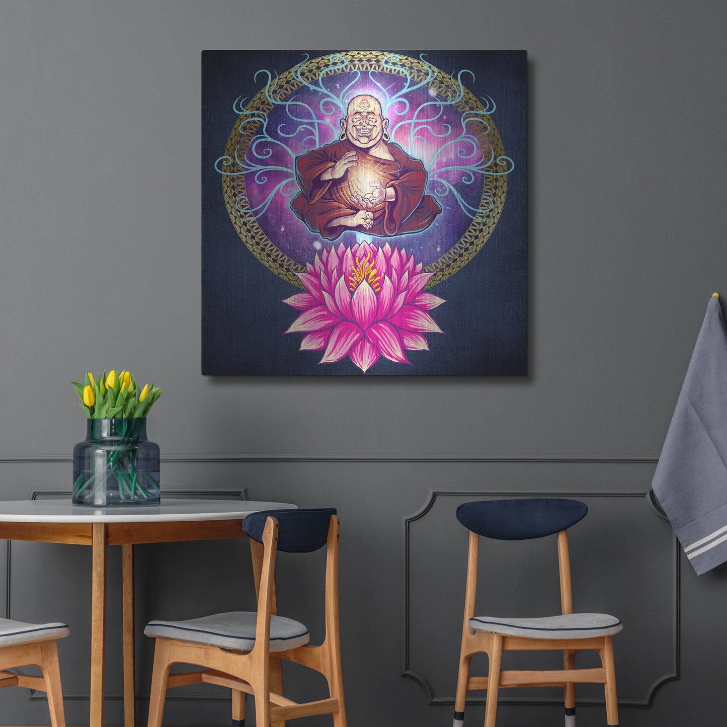 Luxe Metal Art 'Buddhist Monk Nirvana' by Flyland Designs, Metal Wall Art,36x36