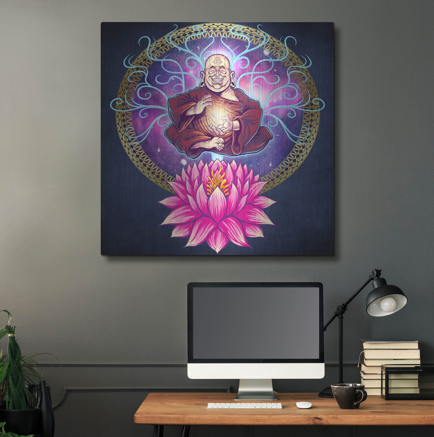 Luxe Metal Art 'Buddhist Monk Nirvana' by Flyland Designs, Metal Wall Art,36x36