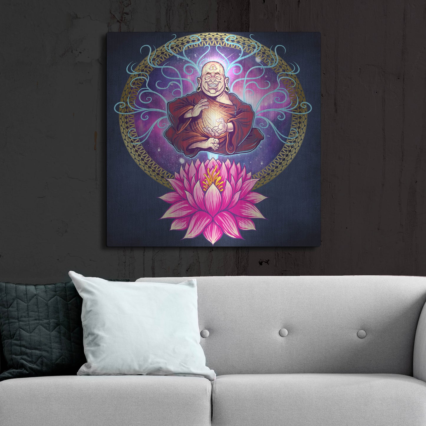 Luxe Metal Art 'Buddhist Monk Nirvana' by Flyland Designs, Metal Wall Art,36x36