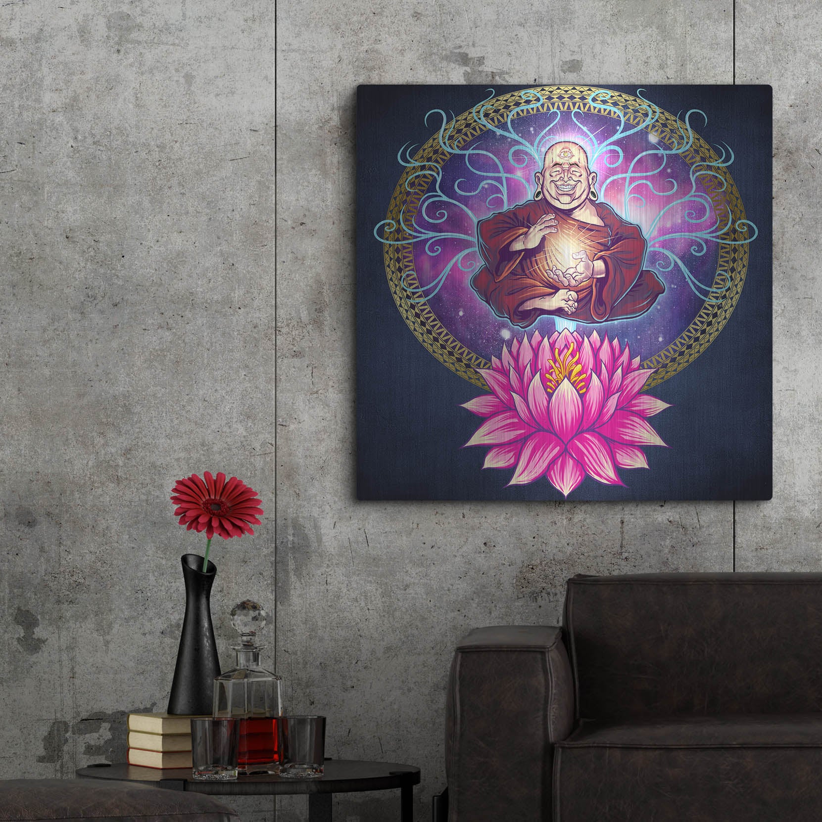 Luxe Metal Art 'Buddhist Monk Nirvana' by Flyland Designs, Metal Wall Art,36x36