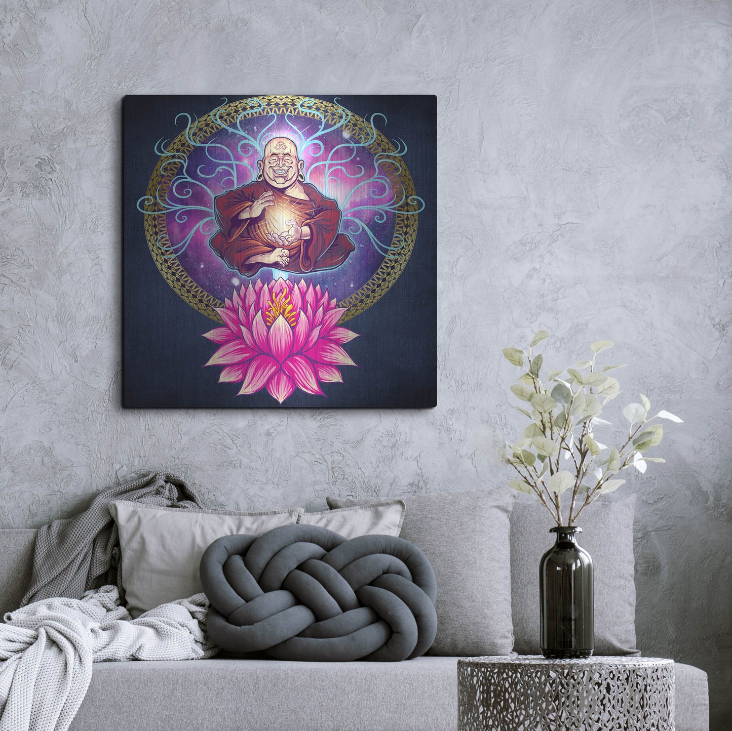 Luxe Metal Art 'Buddhist Monk Nirvana' by Flyland Designs, Metal Wall Art,36x36