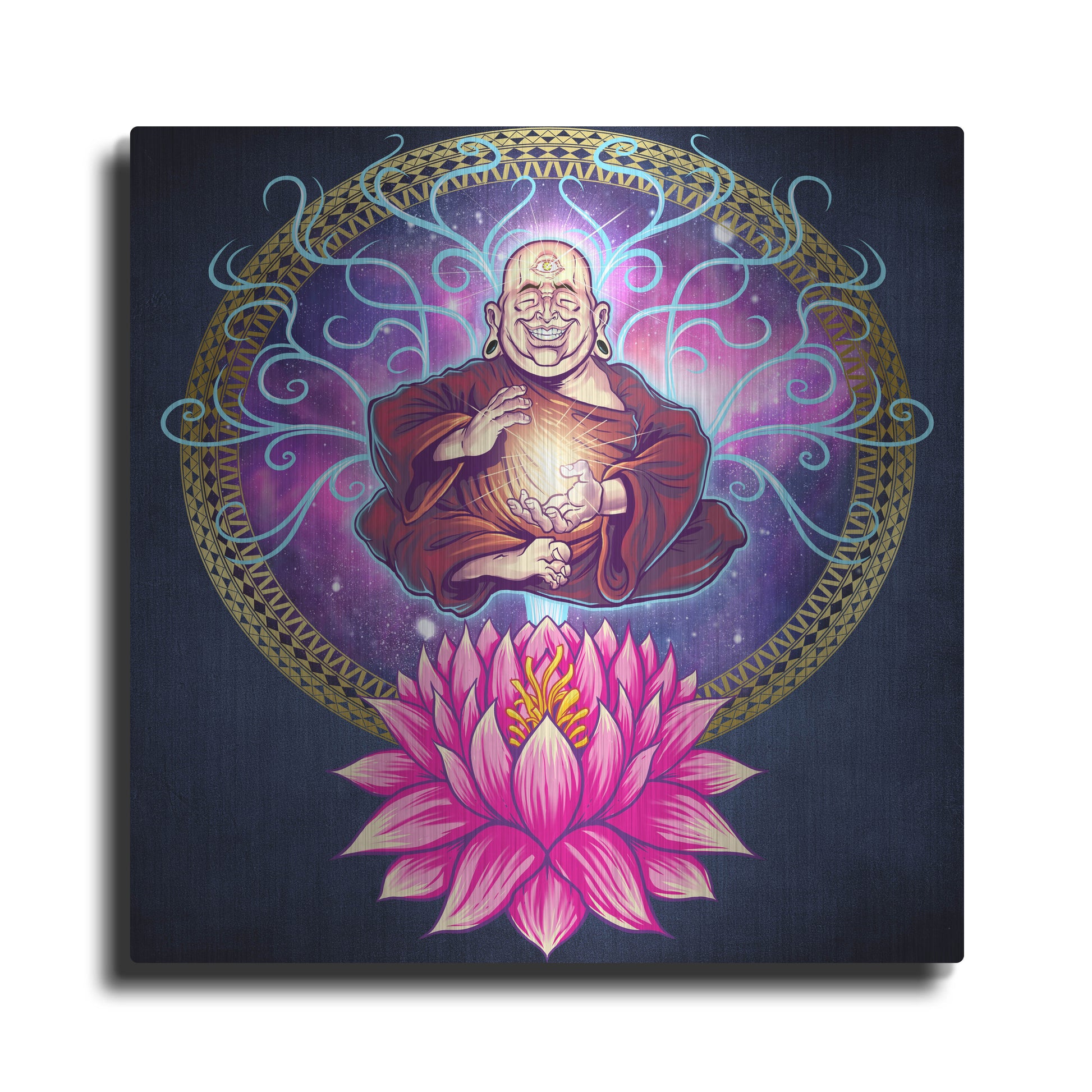 Luxe Metal Art 'Buddhist Monk Nirvana' by Flyland Designs, Metal Wall Art