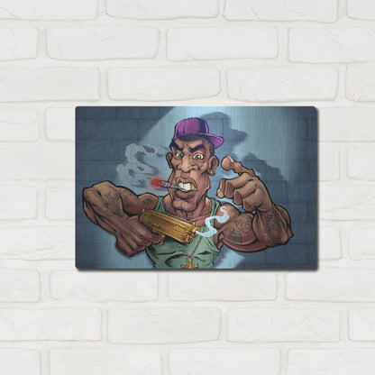 Luxe Metal Art 'Crook Character Gang Banger' by Flyland Designs, Metal Wall Art,16x12
