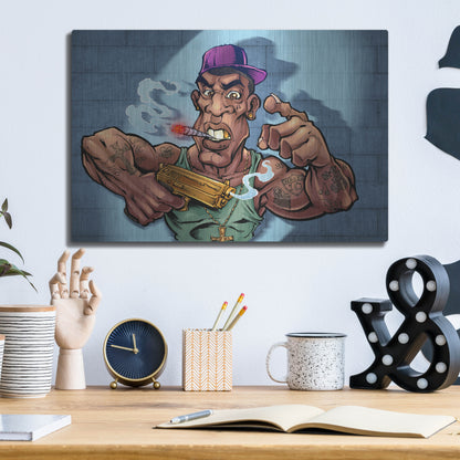 Luxe Metal Art 'Crook Character Gang Banger' by Flyland Designs, Metal Wall Art,16x12