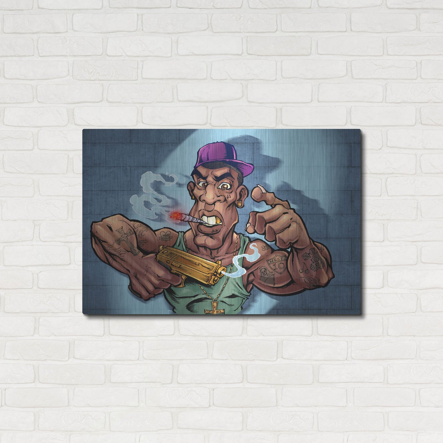 Luxe Metal Art 'Crook Character Gang Banger' by Flyland Designs, Metal Wall Art,36x24