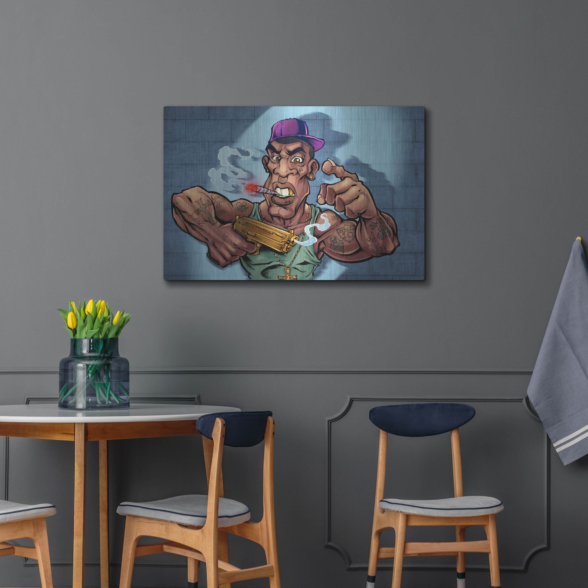 Luxe Metal Art 'Crook Character Gang Banger' by Flyland Designs, Metal Wall Art,36x24