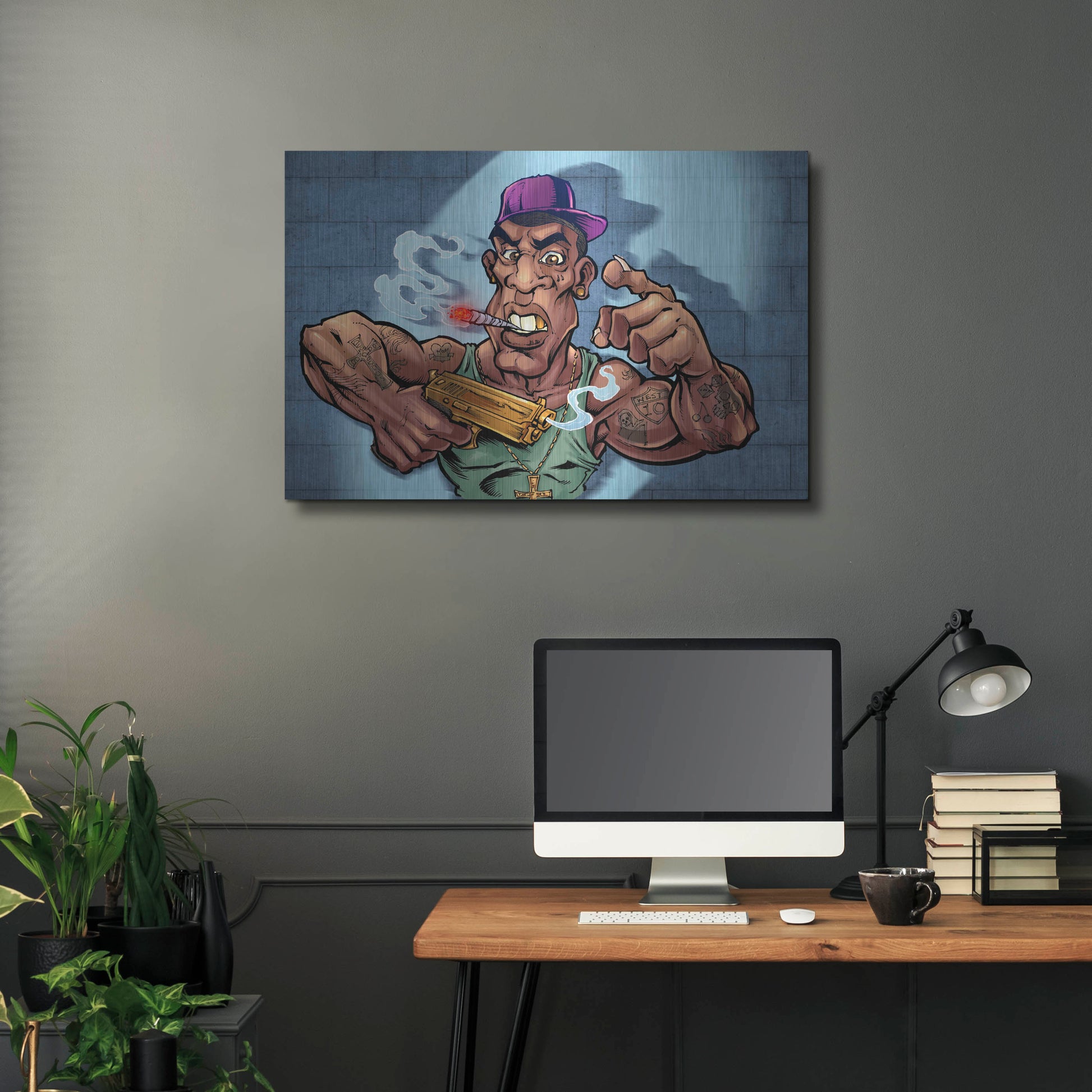 Luxe Metal Art 'Crook Character Gang Banger' by Flyland Designs, Metal Wall Art,36x24