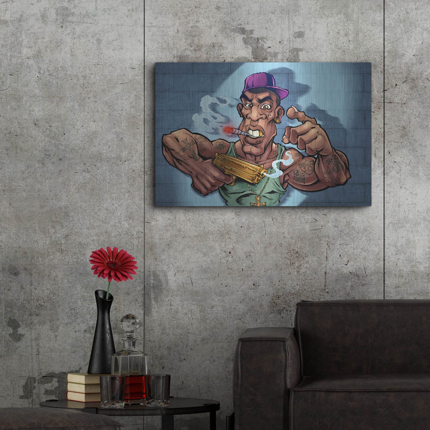 Luxe Metal Art 'Crook Character Gang Banger' by Flyland Designs, Metal Wall Art,36x24
