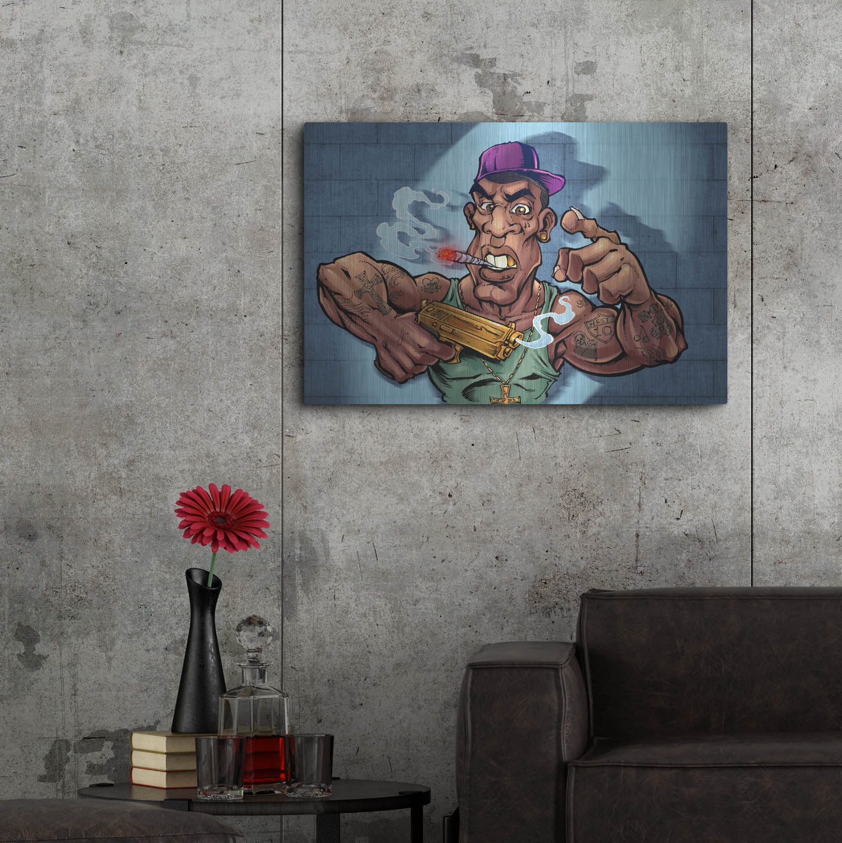 Luxe Metal Art 'Crook Character Gang Banger' by Flyland Designs, Metal Wall Art,36x24