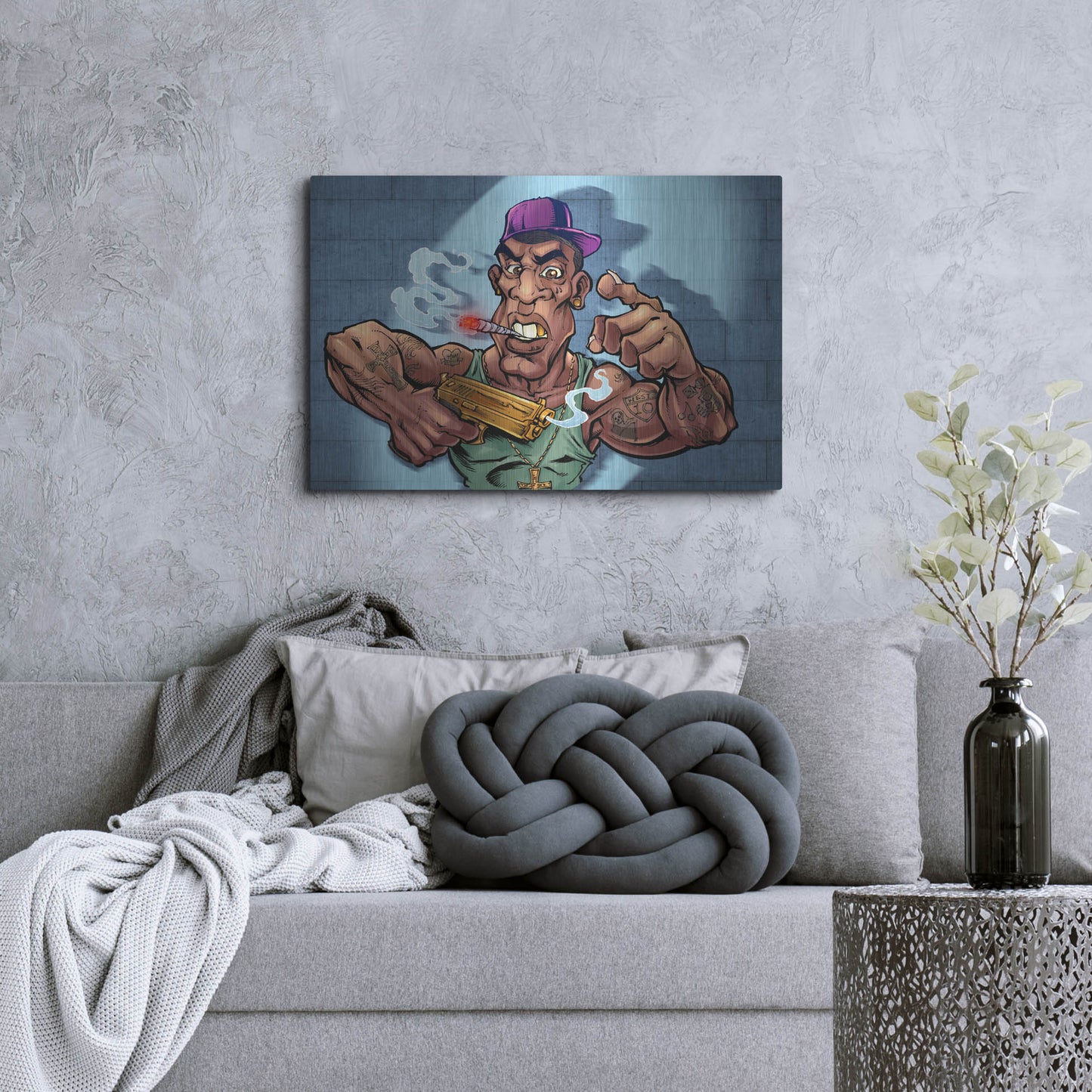 Luxe Metal Art 'Crook Character Gang Banger' by Flyland Designs, Metal Wall Art,36x24