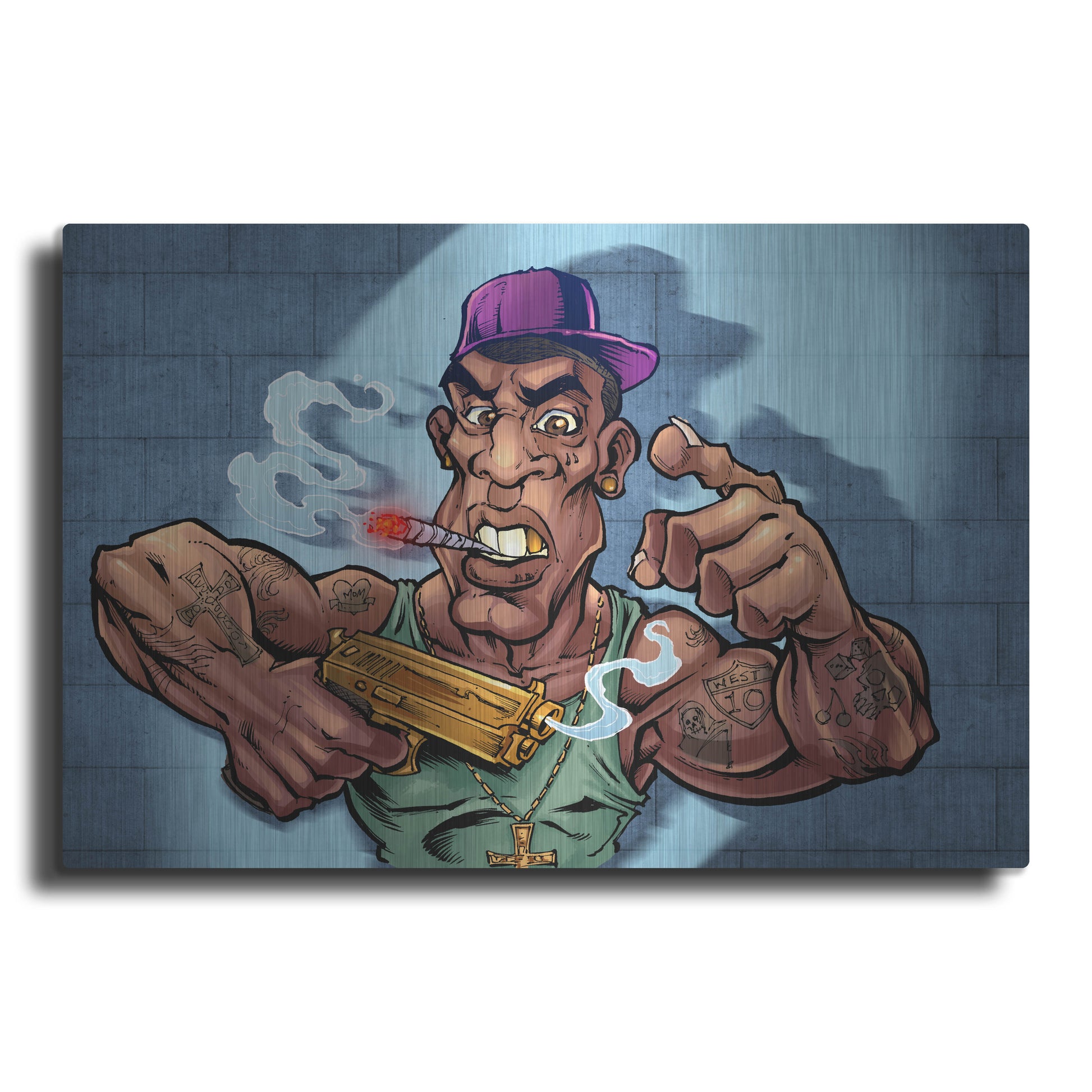 Luxe Metal Art 'Crook Character Gang Banger' by Flyland Designs, Metal Wall Art