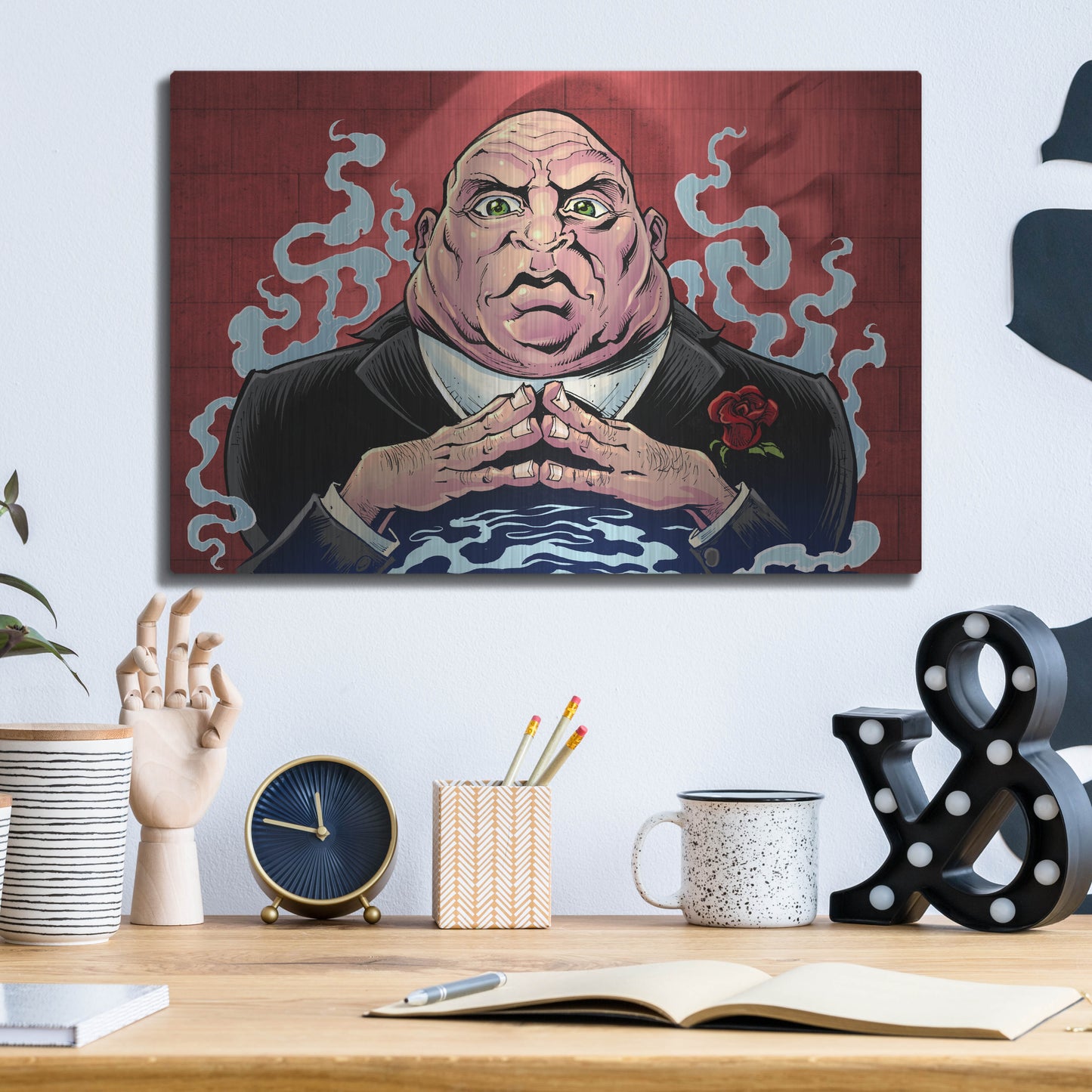 Luxe Metal Art 'Crook Character Mob Boss' by Flyland Designs, Metal Wall Art,16x12