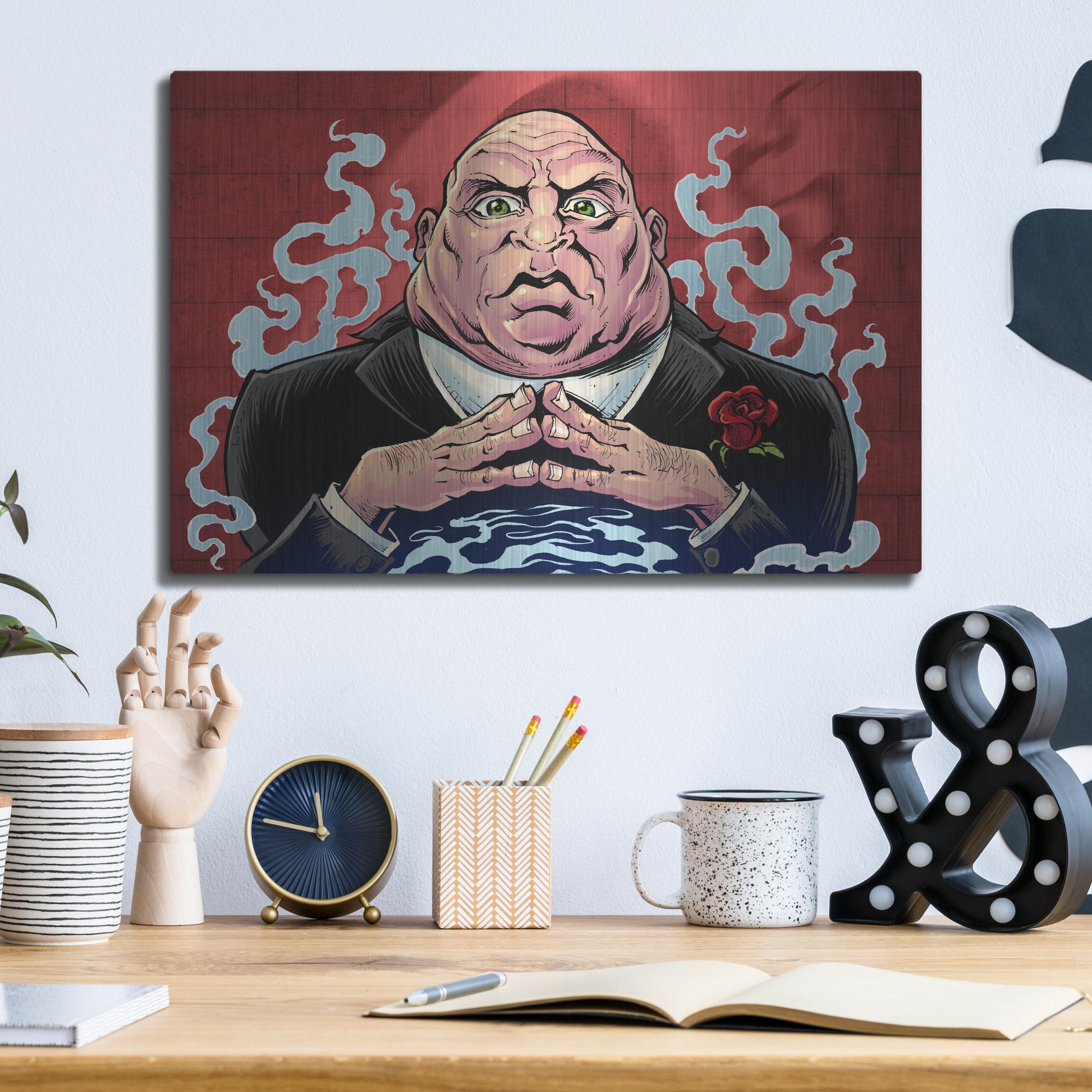 Luxe Metal Art 'Crook Character Mob Boss' by Flyland Designs, Metal Wall Art,16x12