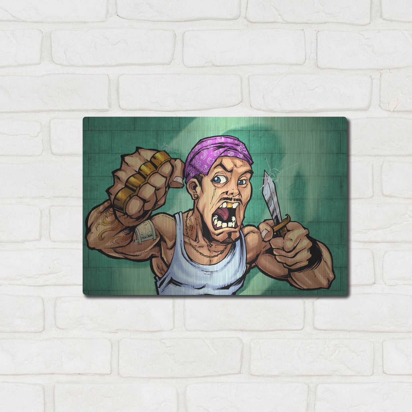 Luxe Metal Art 'Crook Character Thug' by Flyland Designs, Metal Wall Art,16x12