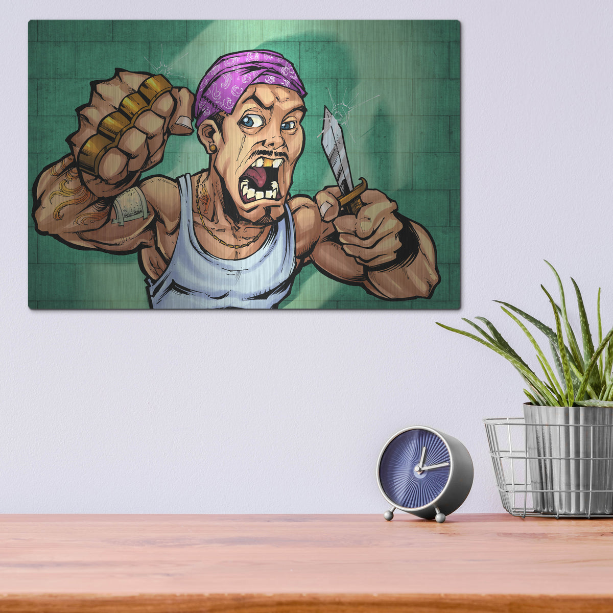 Luxe Metal Art 'Crook Character Thug' by Flyland Designs, Metal Wall Art,16x12