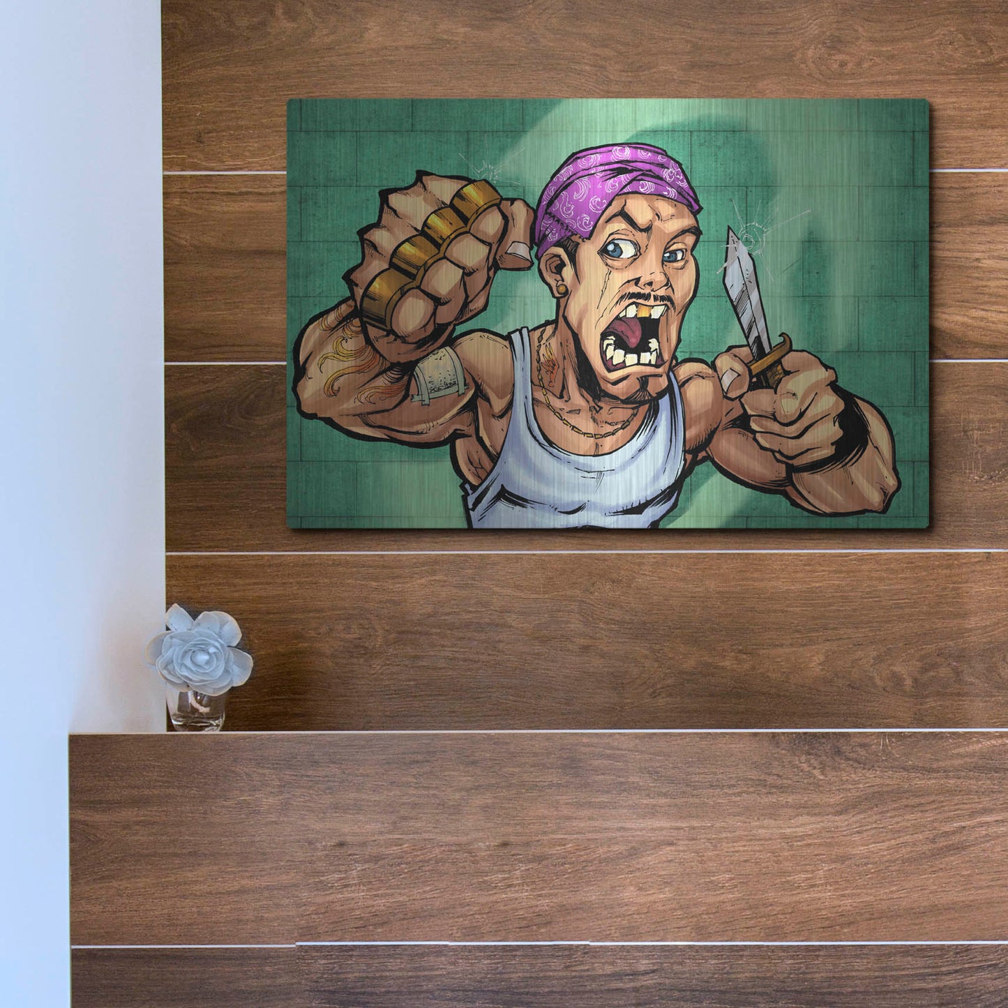 Luxe Metal Art 'Crook Character Thug' by Flyland Designs, Metal Wall Art,16x12