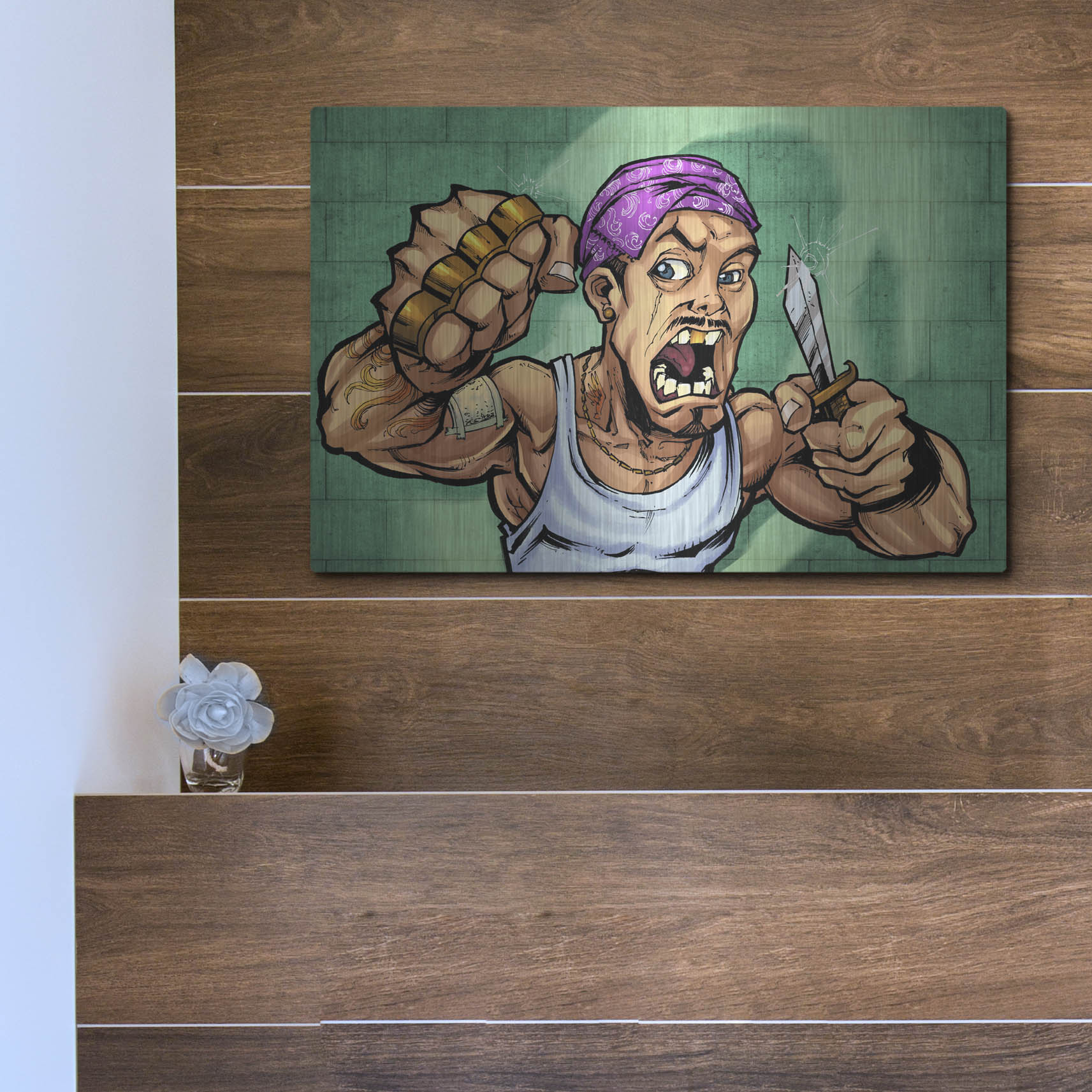 Luxe Metal Art 'Crook Character Thug' by Flyland Designs, Metal Wall Art,16x12