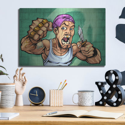 Luxe Metal Art 'Crook Character Thug' by Flyland Designs, Metal Wall Art,16x12