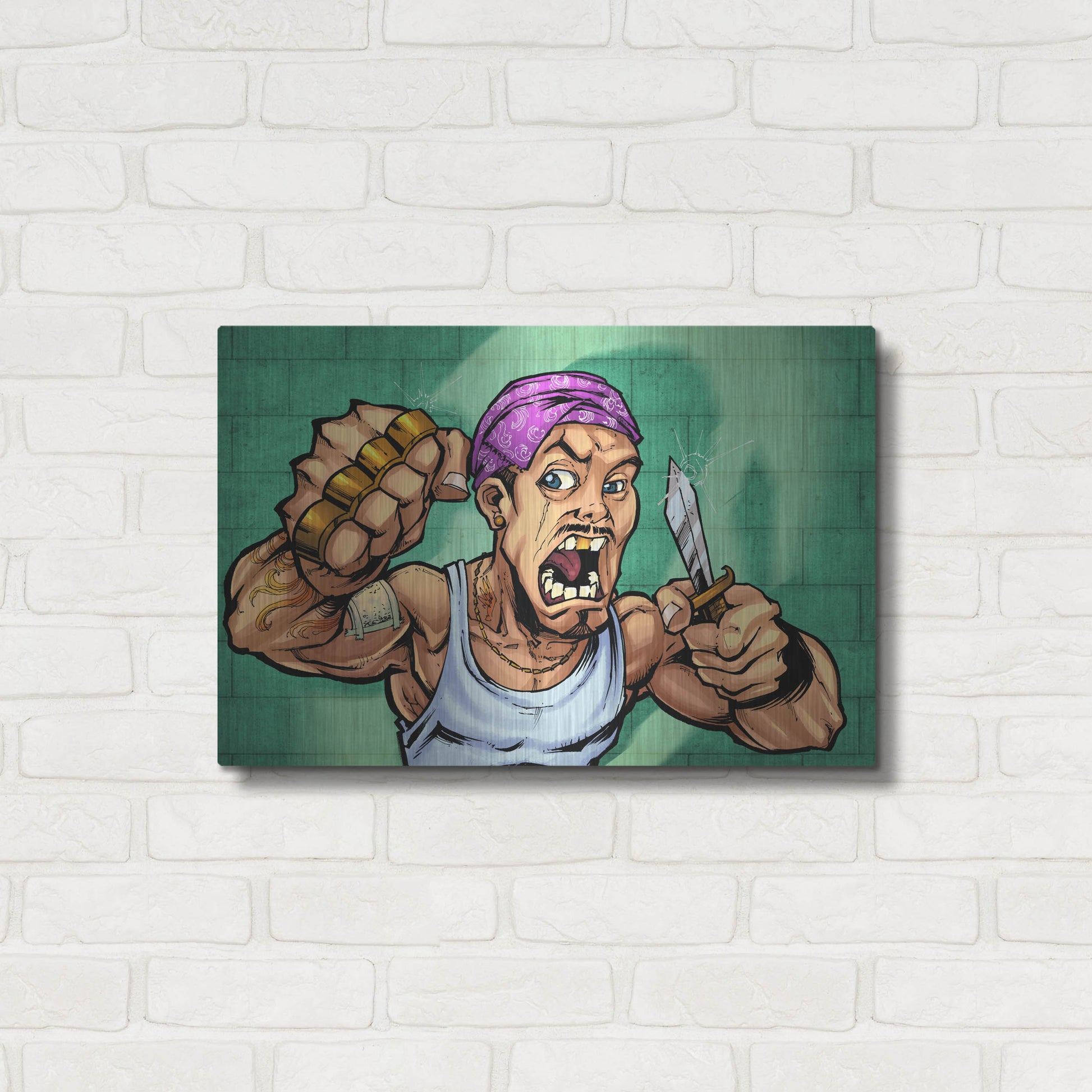 Luxe Metal Art 'Crook Character Thug' by Flyland Designs, Metal Wall Art,24x16