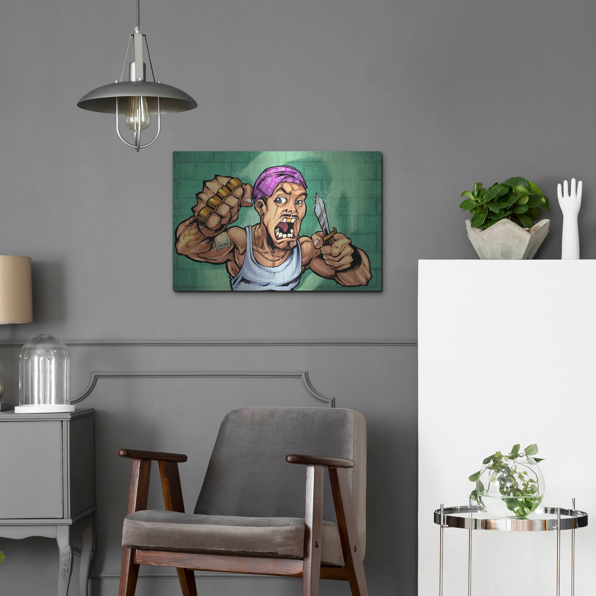 Luxe Metal Art 'Crook Character Thug' by Flyland Designs, Metal Wall Art,24x16