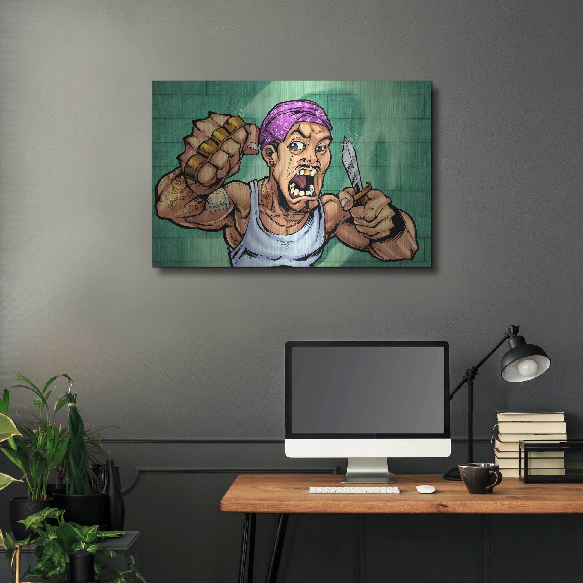 Luxe Metal Art 'Crook Character Thug' by Flyland Designs, Metal Wall Art,36x24