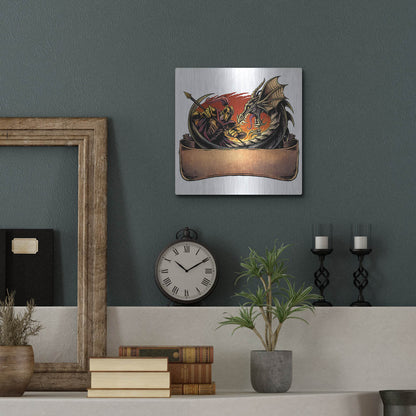 Luxe Metal Art 'Dragon and Knight' by Flyland Designs, Metal Wall Art,12x12