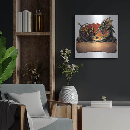 Luxe Metal Art 'Dragon and Knight' by Flyland Designs, Metal Wall Art,24x24